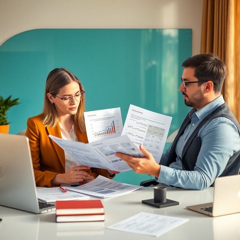 Doi jurnaliști români analizând rapoarte economice la un birou modern din Craiova